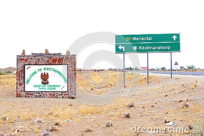 Welcome signage Keetmanshoop Mariental, Namibia Editorial Stock Photo