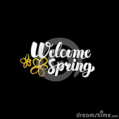 Welcome Spring Handwritten Calligraphy Vector Illustration