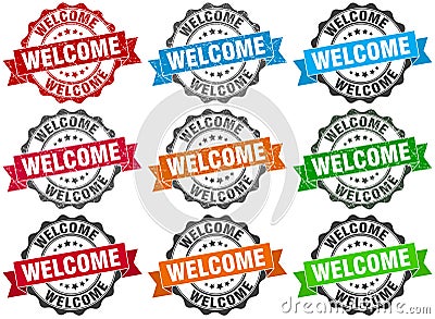 Welcome stamp. sign. seal Vector Illustration