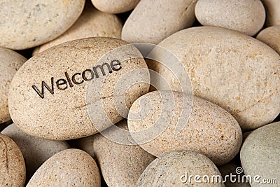 Welcome stone Stock Photo