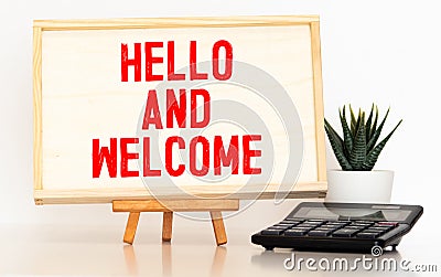 Hello and WELCOME text Stock Photo