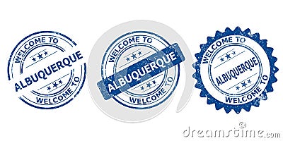 welcome to Albuquerque blue old stamp Stock Photo