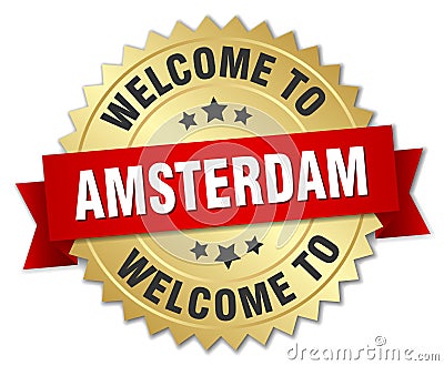 welcome to Amsterdam badge Vector Illustration