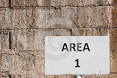 Welcome to Area number 1. Stock Photo