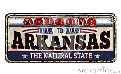 Welcome to Arkansas vintage rusty metal sign Vector Illustration