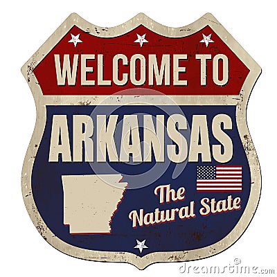 Welcome to Arkansas vintage rusty metal sign Vector Illustration