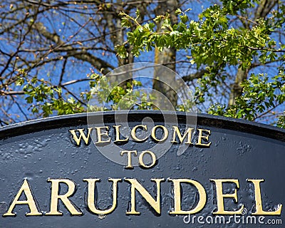 Welcome to Arundel Sign in West Sussex, UK Editorial Stock Photo