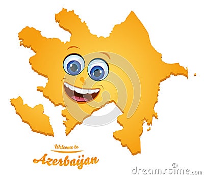 Welcome to Azerbaijan smiley map Vector Illustration