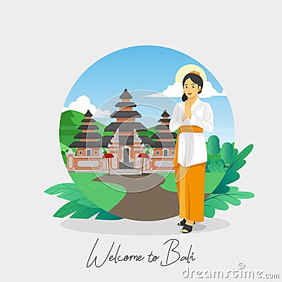 Welcome to Bali Greetings Card Vector Illustration