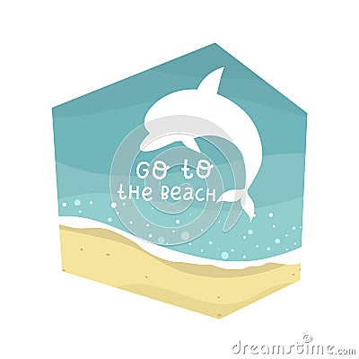 Welcome to the beach and dolphin lettering hand drawing calligraphy, vector Vector Illustration