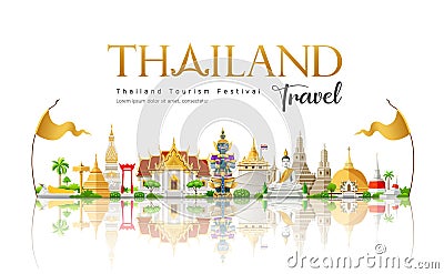 Welcome to The beautiful of Thailand travel building landmark Vector Illustration