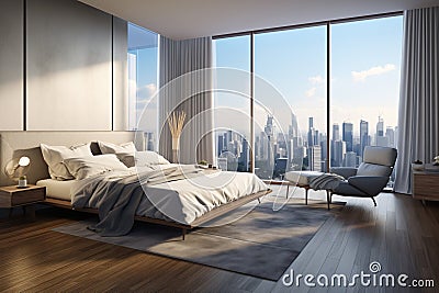 A bedroom with a very beautiful view. Stock Photo