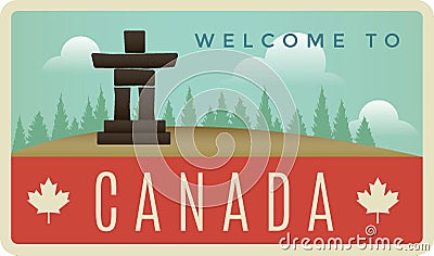 Welcome to canada label design Vector Illustration