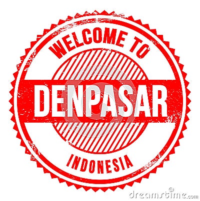 WELCOME TO DENPASAR - INDONESIA, words written on red stamp Stock Photo