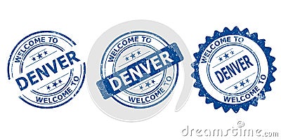 welcome to Denver blue old stamp Stock Photo