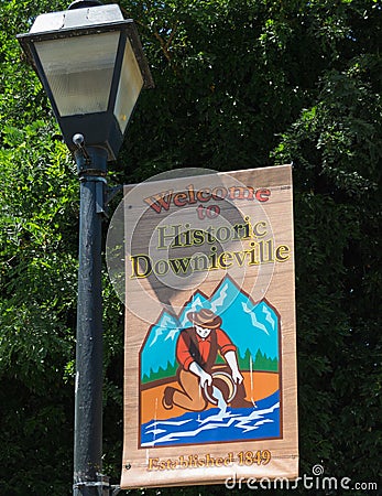 Welcome to Downieville, California Stock Photo