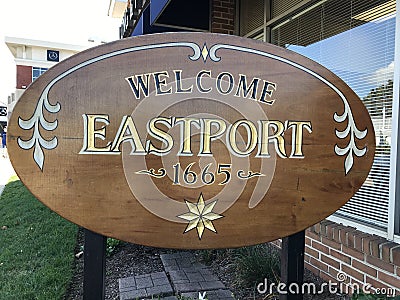 Welcome to Eastport signage in Annapolis Editorial Stock Photo