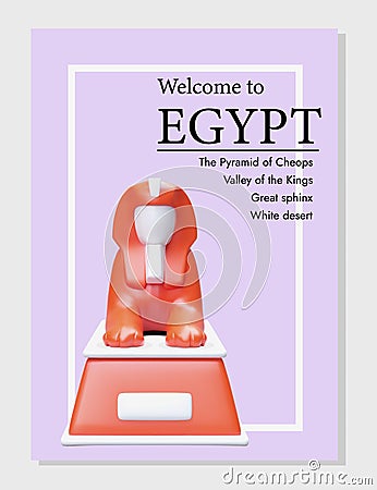 Welcome to Egypt. Tip for tourists with list of main points of route Vector Illustration