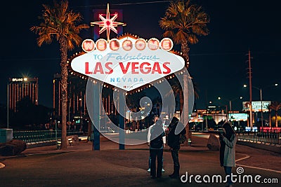 Welcome to Fabulous Las Vegas Sign on black background, USA - December, 2019 Editorial Stock Photo