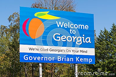 Welcome to Georgia Roadside Sign Editorial Stock Photo
