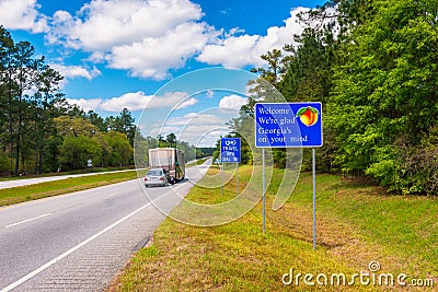 Welcome to Georgia Sign Editorial Stock Photo