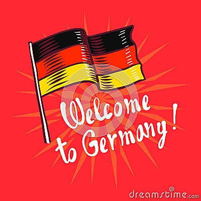 Welcome to germany concept background, hand drawn style Vector Illustration