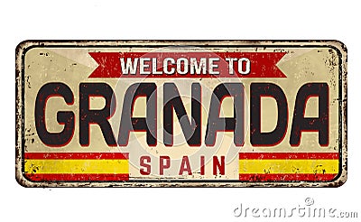 Welcome to Granada vintage rusty metal sign Vector Illustration