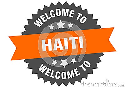 welcome to Haiti. Welcome to Haiti isolated sticker. Vector Illustration