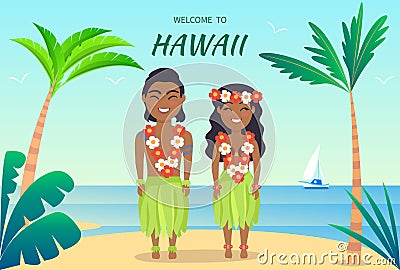 Welcome to Hawaii Poster on Vector Illustration Vector Illustration