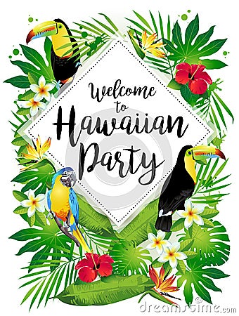 Welcome to Hawaiian party! Vector illustration. Vector Illustration