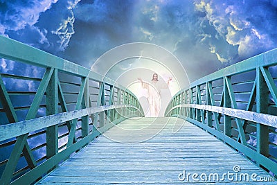 Welcome to heaven lord on bridge Stock Photo