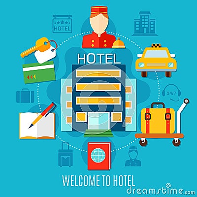 Welcome To Hotel Design Concept Vector Illustration