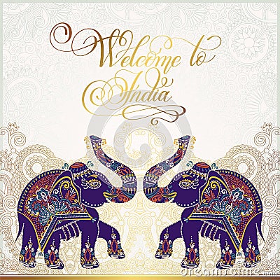 Welcome to India travel card poster Vector Illustration