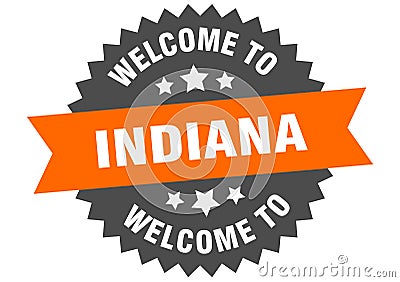 welcome to Indiana. Welcome to Indiana isolated sticker. Vector Illustration