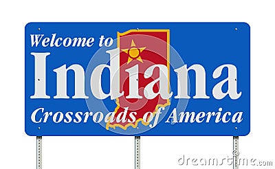 Welcome to Indiana road sign Cartoon Illustration