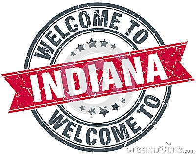 welcome to Indiana stamp Vector Illustration