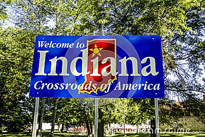 Welcome to Indiana State Signpost Editorial Stock Photo