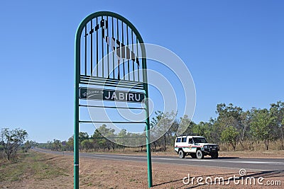 Welcome to Jabiru town sign Kakadu National Park Northern Territory Australia Editorial Stock Photo