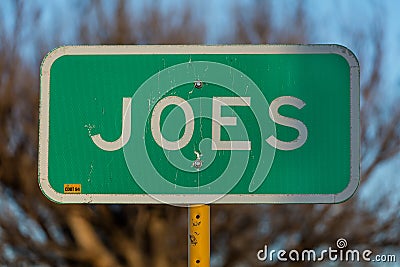 Welcome to Joes Colorado, small town , Highway 36, Eastern Colorado Stock Photo