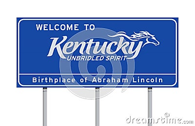 Welcome to Kentucky road sign Cartoon Illustration