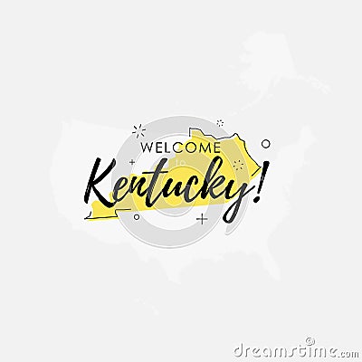 Welcome to Kentucky yellow sign Cartoon Illustration