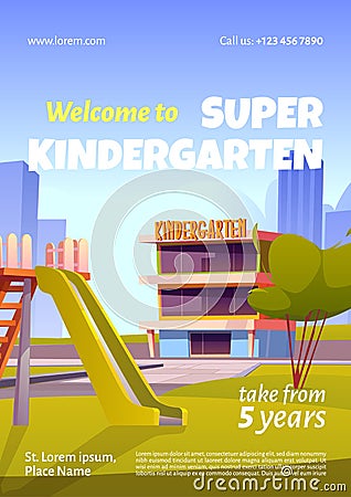 Welcome to kindergarten ad poster, invitation Vector Illustration