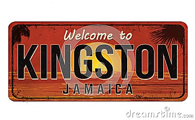 Welcome to Kingston vintage rusty metal sign Vector Illustration