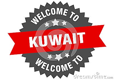 welcome to Kuwait. Welcome to Kuwait isolated sticker. Vector Illustration