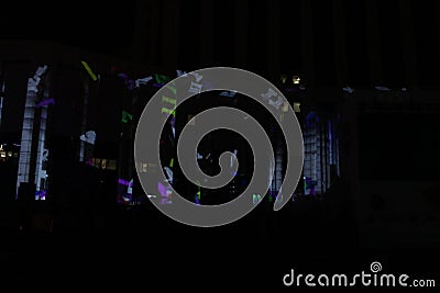 Welcome to Lightfest in Academical Sakharov Avenue. Editorial Stock Photo