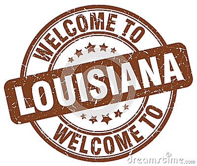 welcome to Louisiana brown round stamp Vector Illustration