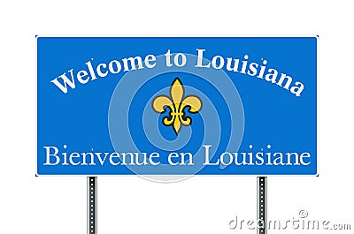 Welcome to Louisiana road sign Cartoon Illustration