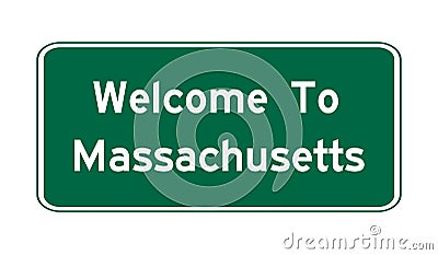 Welcome to Massachusetts road sign Cartoon Illustration