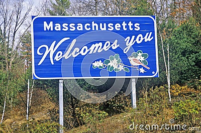 Welcome to Massachusetts Sign Stock Photo