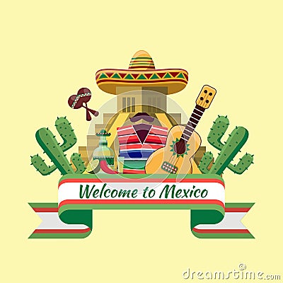 Welcome to mexico poster Vector Illustration